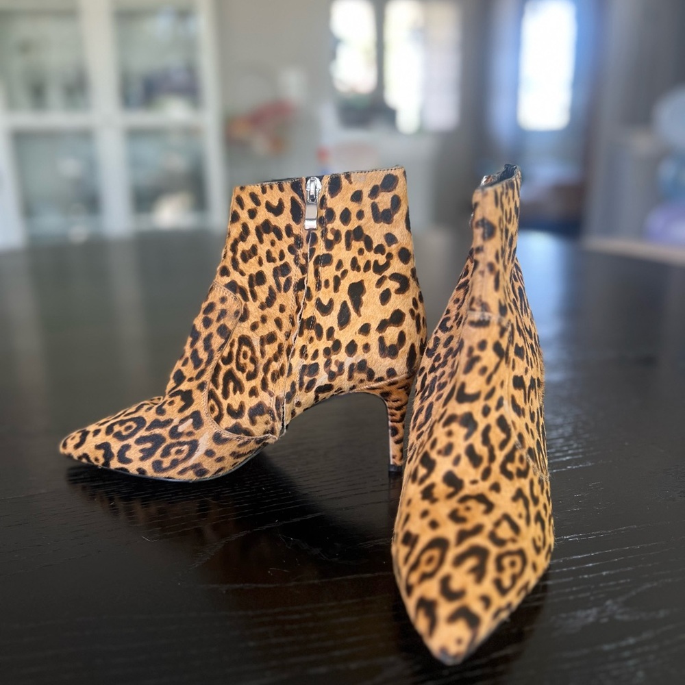 Halogen Leopard Print Pointed Toe Ankle Boots - C… - image 2